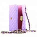 Wholesale iPhone 6 Plus Note 4 Universal Diamond Flip Wallet Strap Purse Case (Purple)